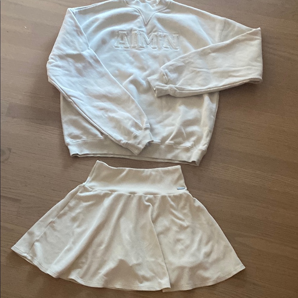 Elegant Cream Sweater and Skirt set from Swedish brand Aim’n